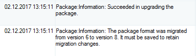 Package upgrade info